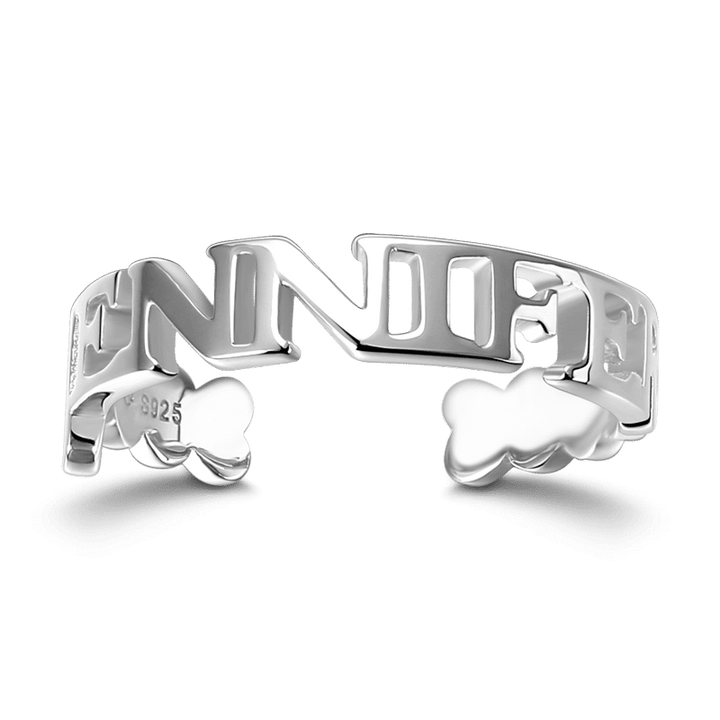 Block Letters Name Ring Silver - soufeelus