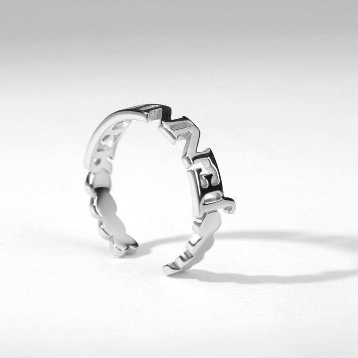 Block Letters Name Ring Silver - soufeelus