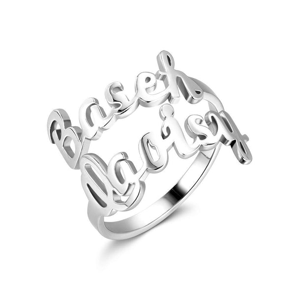 Cissyia.com Personalized Two Names Cut-Out Ring Adjustable