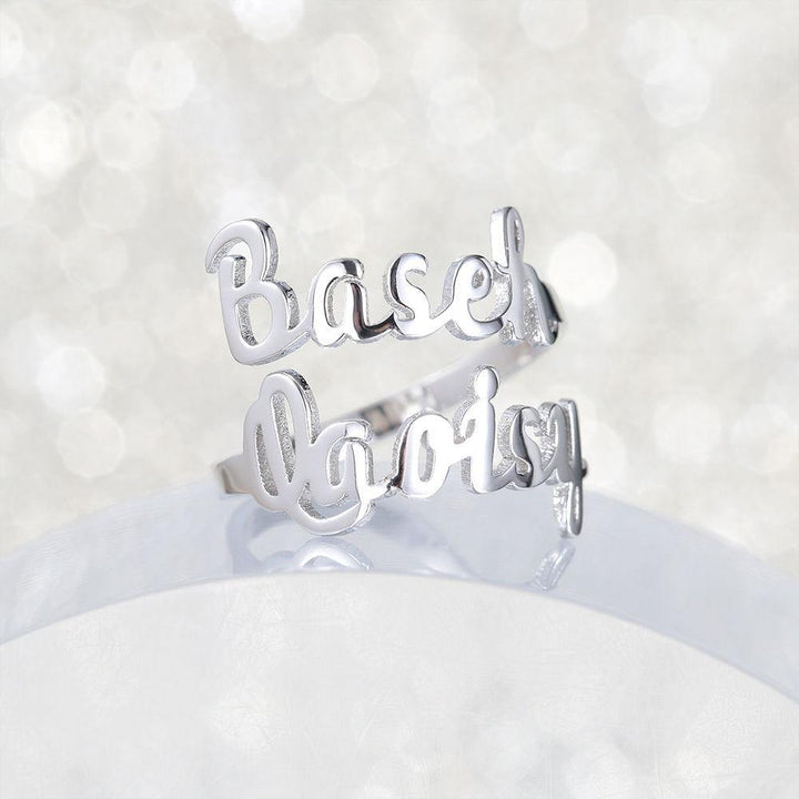 Cissyia.com Personalized Two Names Cut-Out Ring Adjustable