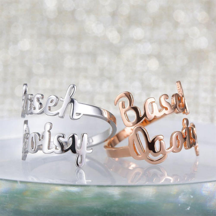 Cissyia.com Personalized Two Names Cut-Out Ring Adjustable