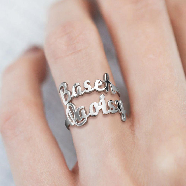 Cissyia.com Personalized Two Names Cut-Out Ring Adjustable