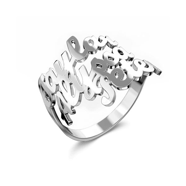 Cissyia.com Personalized Three Names Cut-Out Engraved Ring