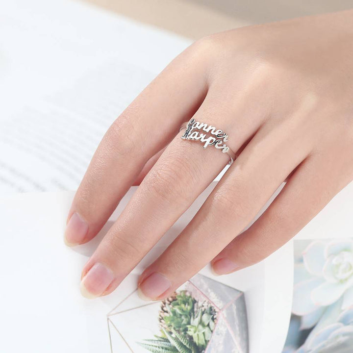 Cissyia.com Personalized Two Names Cut-Out Ring