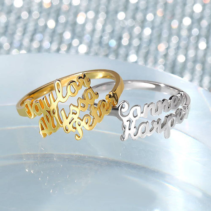 Cissyia.com Personalized Two Names Cut-Out Ring