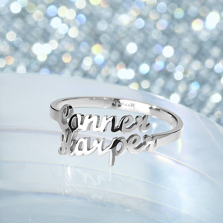Cissyia.com Personalized Two Names Cut-Out Ring