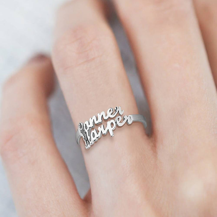 Cissyia.com Personalized Two Names Cut-Out Ring