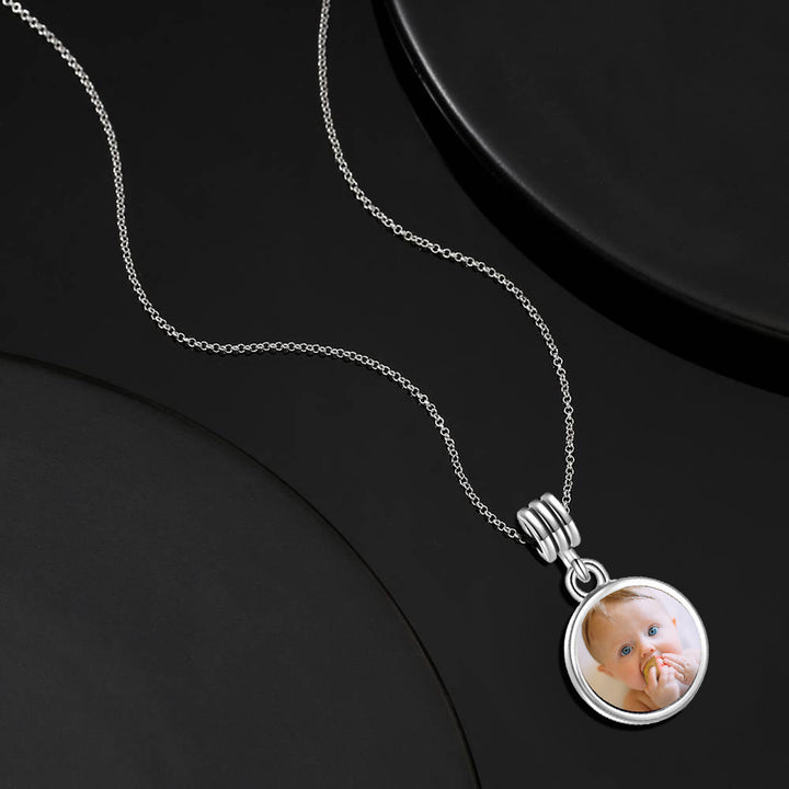 Cissyia.com High Polish Silver Round Shape Petals Photo Necklace