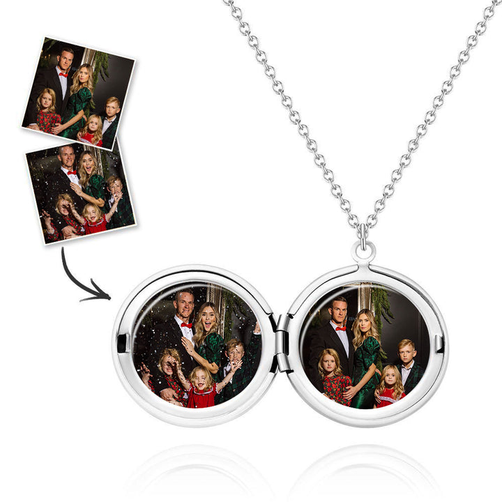 Cissyia.com Round Locket Commemorative Custom Christmas Photo Necklace
