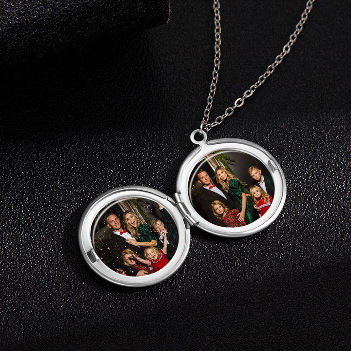 Cissyia.com Round Locket Commemorative Custom Christmas Photo Necklace
